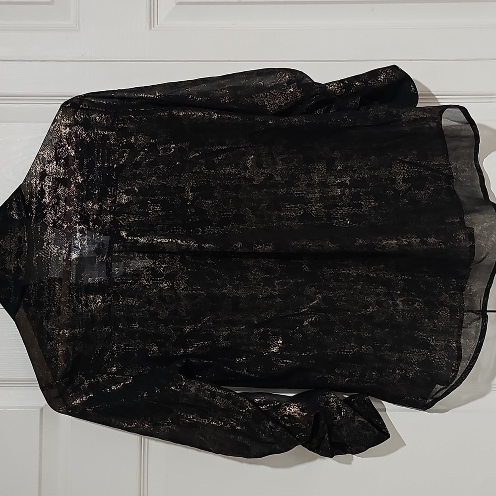 NWT Express Portofino Shirt Black & Gold Sheer Blouse – Size Small - Picture 4 of 4